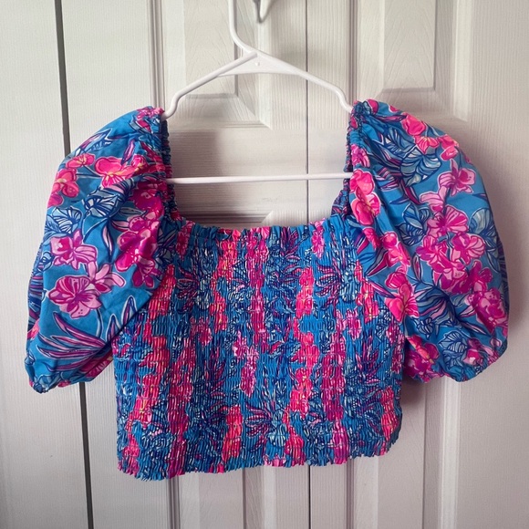 NWT Lilly Pulitzer Blue Floral Skirt Set Size Small - Picture 2 of 5